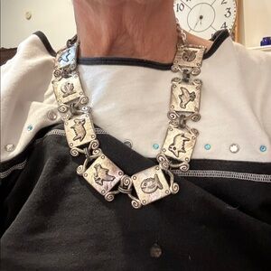 Silver Tone Belt or Necklace-Fish/Rooster/Pig/Fish/Rooster/Pig/Fish/Rooster 24”